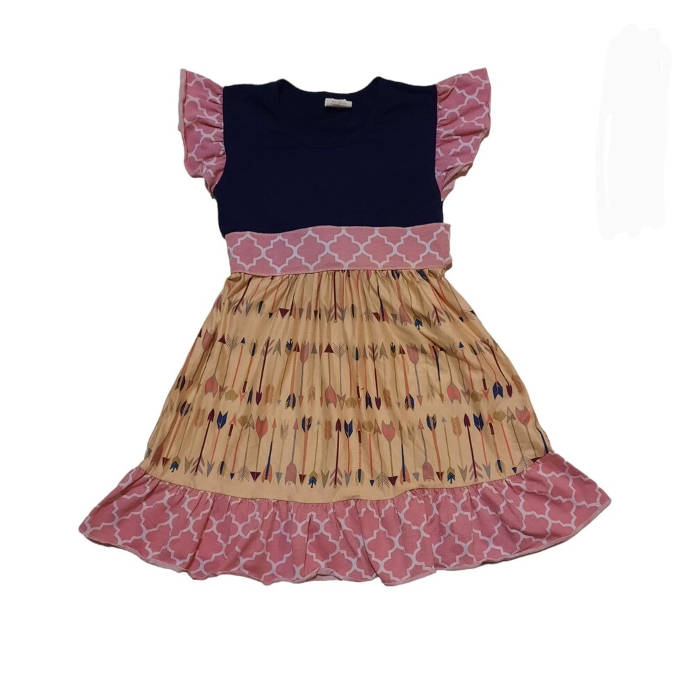 Boutique Girls Mixed Print Arrow Dress 4T